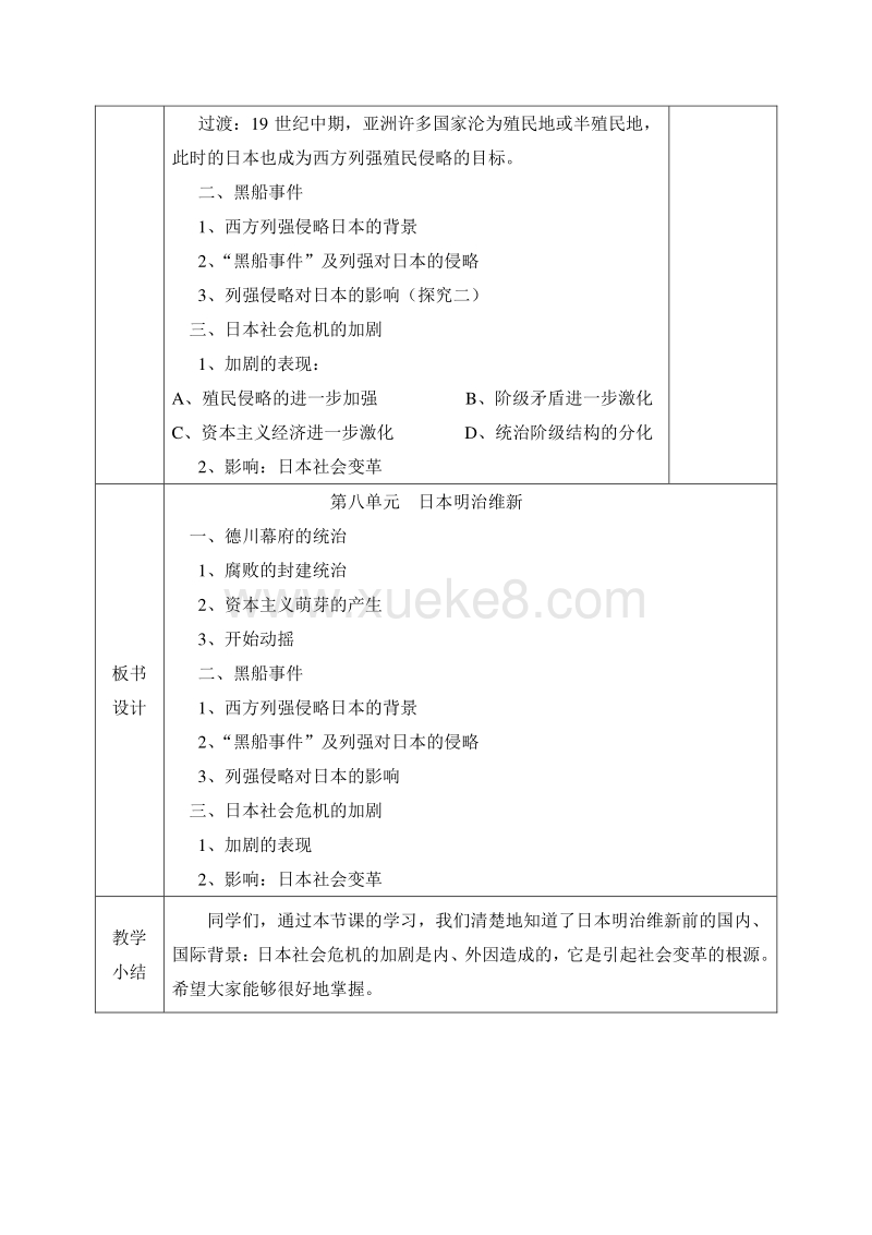 安徽六安历史选修一第八单元日本明治维新教案 Doc 课件巴巴kejian Com 课件巴巴kejian Com